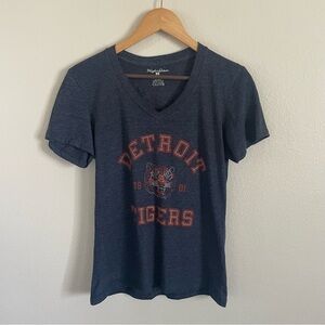 Wright & Dotson Detroit Tigers Blue V Neck Short Sleeve T-Shirt Size Large